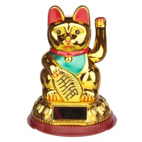 Muñeco Solar Gato Maneki Neko con Ojos Abiertos Muñeco Solar Gato Maneki Neko con Ojos Abiertos