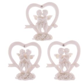 Figura Ángel Ángeles Querubines Sentados en Corazón de Cupido Figura Ángel Ángeles Querubines Sentados en Corazón de Cupido