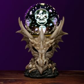 Figura de Dragón con Luz LED Esqueleto de Dragon y Esfera Metálica Figura de Dragón con Luz LED Esqueleto de Dragon y Esfera Metálica