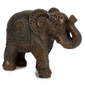 Figura de Elefante Tailandés en Efecto Madera Oscura Pequeña Figura de Elefante Tailandés en Efecto Madera Oscura Pequeña