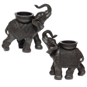 Figura de Elefante Portavelas Elefante Paz de Oriente Efecto Madera Figura de Elefante Portavelas Elefante Paz de Oriente Efecto Madera