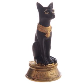 Figura Egipto Bast Egipcio Negro y Dorado Collar Escarabajo Figura Egipto Bast Egipcio Negro y Dorado Collar Escarabajo