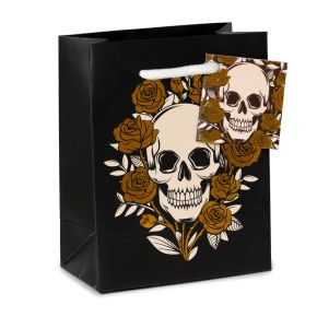 Bolsa de Regalo Calavera y Rosas Metalizada Pequeña Bolsa de Regalo Calavera y Rosas Metalizada Pequeña