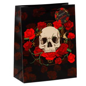 Bolsa de Regalo Calavera y Rosas Rojas Grande Bolsa de Regalo Calavera y Rosas Rojas Grande