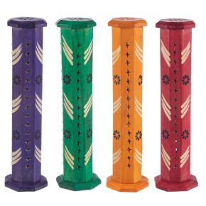 Torre Quemador de Incienso de Madera de Mango Flores Torre Quemador de Incienso de Madera de Mango Flores