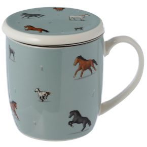 Taza para Té de Porcelana con Tapa Caballos Granja Escuela Taza para Té de Porcelana con Tapa Caballos Granja Escuela