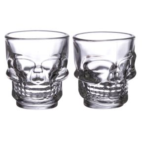 Set de 2 Vasos de Chupito de Cristal Calavera 60ml Set de 2 Vasos de Chupito de Cristal Calavera 60ml