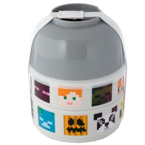 Fiambrera Táper Bento con Compartimentos y Cubiertos Caras Minecraft Fiambrera Táper Bento con Compartimentos y Cubiertos Caras Minecraft