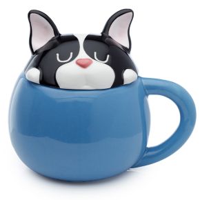 Taza de Cerámica con Tapa Perro Bulldog Francés Dog Squad Taza de Cerámica con Tapa Perro Bulldog Francés Dog Squad