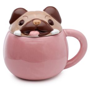 Taza de Cerámica con Tapa Perro Pug Pug Carlino Taza de Cerámica con Tapa Perro Pug Pug Carlino