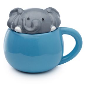 Taza de Cerámica con Tapa Elefante Animales Adorables Adoramals Taza de Cerámica con Tapa Elefante Animales Adorables Adoramals