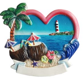 Imán Souvenir de la Playa en 3D Cócteles de Coco y Corazón Imán Souvenir de la Playa en 3D Cócteles de Coco y Corazón