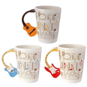 Taza de Cerámica Asa con Forma Guitarra y Música Ted Smith Taza de Cerámica Asa con Forma Guitarra y Música Ted Smith