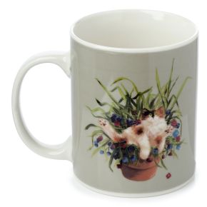 Taza de Porcelana Kim Haskins Gato Floral Verde Taza de Porcelana Kim Haskins Gato Floral Verde