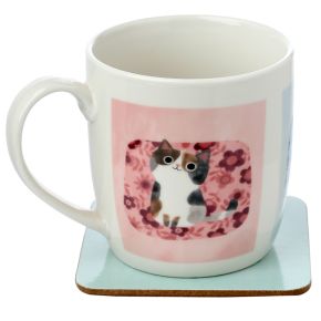 Taza de Porcelana y Posavasos Gatos Mundo Felino Angie Rozelaar Taza de Porcelana y Posavasos Gatos Mundo Felino Angie Rozelaar