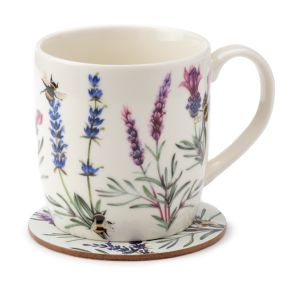 Taza de Porcelana y Posavasos Abejas y Néctar Taza de Porcelana y Posavasos Abejas y Néctar