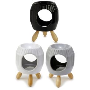 Quemador de Aceite de Cerámica Abstracto Color Blanco con Estrias Quemador de Aceite de Cerámica Abstracto Color Blanco con Estrias