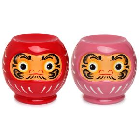 Quemador de Aceite de Cerámica Muñeco Daruma Japonés Rojo Quemador de Aceite de Cerámica Muñeco Daruma Japonés Rojo
