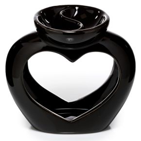 Quemador de Aceite y Velas de Céramica Eden Corazón Negro Quemador de Aceite y Velas de Céramica Eden Corazón Negro