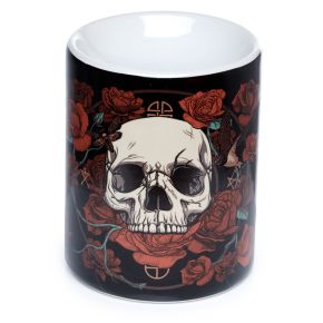 Quemador de Aceite de Cerámica Calavera y Rosas Quemador de Aceite de Cerámica Calavera y Rosas