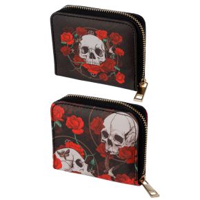Cartera con Cremallera Calavera y Rosas Pequeña Cartera con Cremallera Calavera y Rosas Pequeña
