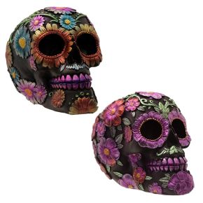 Figura Calavera Calavera Día de los Muertos Floral y Metálica Figura Calavera Calavera Día de los Muertos Floral y Metálica
