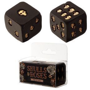 Juego de Dados Calavera y Rosas en Negro y Dorado Pack de 2 Juego de Dados Calavera y Rosas en Negro y Dorado Pack de 2