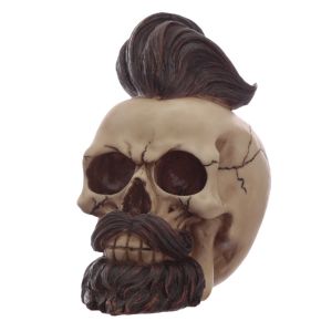 Calavera Decorativa Mohicano Hipster con Barba y Pelo Calavera Decorativa Mohicano Hipster con Barba y Pelo