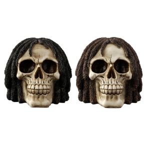 Figura Calavera Calavera Decorativa con Rastas Figura Calavera Calavera Decorativa con Rastas