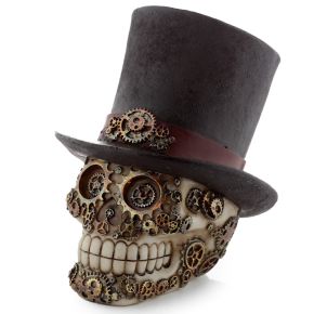 Figura Calavera Calavera Decorativa Estilo Steampunk con Sombrero de Copa Figura Calavera Calavera Decorativa Estilo Steampunk con Sombrero de Copa