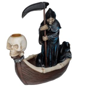 Quemador de Incienso de Reflujo La Barca de la Parca Calavera Quemador de Incienso de Reflujo La Barca de la Parca Calavera