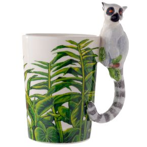 Taza de Cerámica Asa con Forma de Lémur Taza de Cerámica Asa con Forma de Lémur