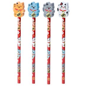 Lápiz con Goma de Borrar Gato Maneki Neko Lápiz con Goma de Borrar Gato Maneki Neko