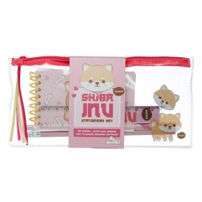 Estuche Transparente Set de 7 Piezas de Papelería Perro Shiba Inu Adoramals Estuche Transparente Set de 7 Piezas de Papelería Perro Shiba Inu Adoramals