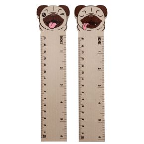 Regla de Madera con Forma Perro Pug Carlino 15cm Regla de Madera con Forma Perro Pug Carlino 15cm