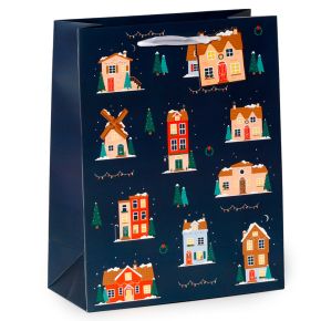 Bolsa de Regalo Navidad Casas Navideñas Grande Bolsa de Regalo Navidad Casas Navideñas Grande