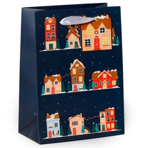 Bolsa de Regalo Navidad Casas Navideñas Mediana Bolsa de Regalo Navidad Casas Navideñas Mediana