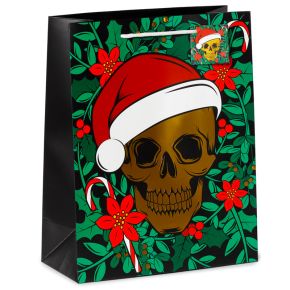 Bolsa de Regalo Navidad Calavera y Gorro Papá Noel Grande Bolsa de Regalo Navidad Calavera y Gorro Papá Noel Grande