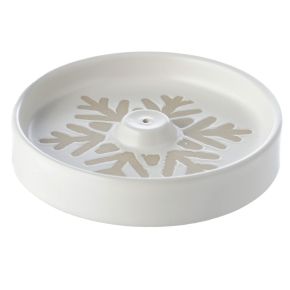 Quemador de Incienso Gres con Relieve Copo de Nieve de Navidad Blanco Quemador de Incienso Gres con Relieve Copo de Nieve de Navidad Blanco