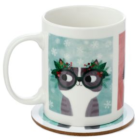 Taza de Porcelana y Posavasos Gatos Mundo Felino Angie Rozelaar Taza de Porcelana y Posavasos Gatos Mundo Felino Angie Rozelaar